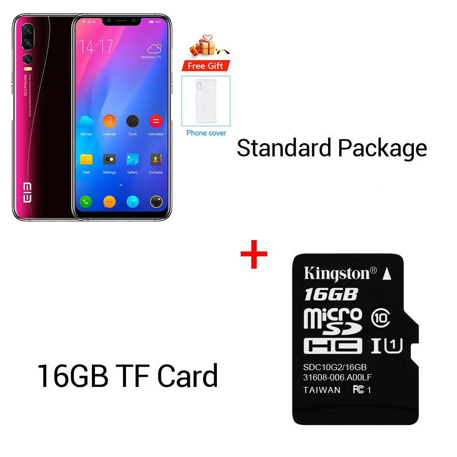 In Stock Elephone A5 6.18" Android 8.1 P60 MT6771 Quad core 6GB RAM 128GB ROM 12MP+20MP Face ID Fingerprint 4G OTG Mobile Phone - Цвет: Black N 16GB Card
