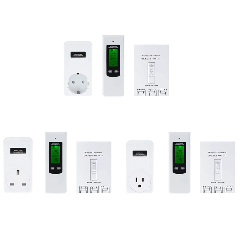 ЕС Plug Беспроводной RF ЖК-термостат с удаленным управлением домашний пол комнаты слухи и температура охлаждения контроллер