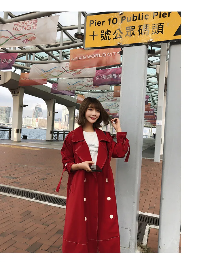 Осеннее Новое Стильное корейское Женское пальто для фотосессии, Ретро стиль, молодой шикарный длинный плащ с открытой спиной