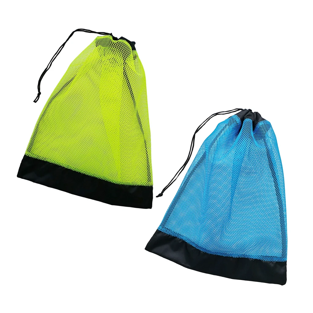 Набор из 2 переносных сетчатых мешков на шнурке, легкая сумка для подводного плавания, прочная сумка для хранения подводного плавания