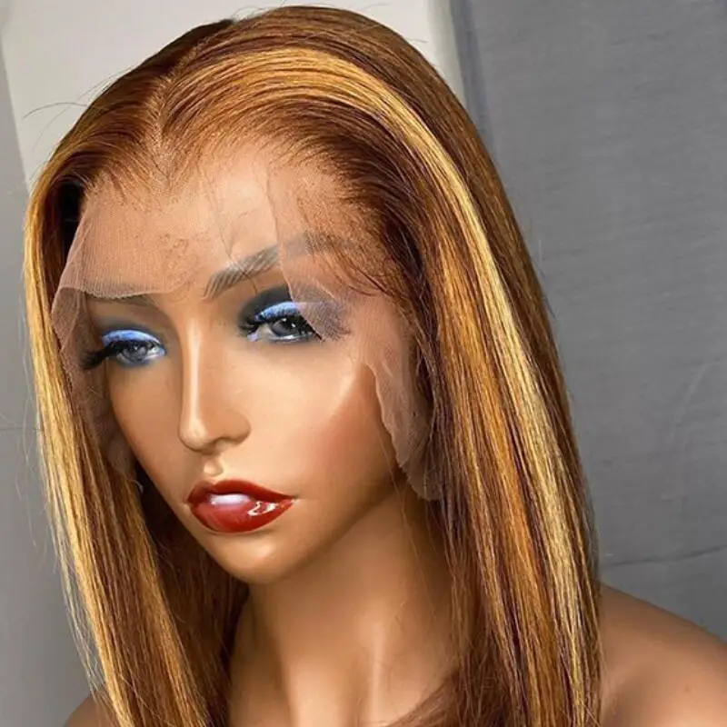 MagicLove Hair Short Bob 13X6 T Part Lace front Human Hair Wigs Pre Plucked Ombre Remy Frontal Wig For Women