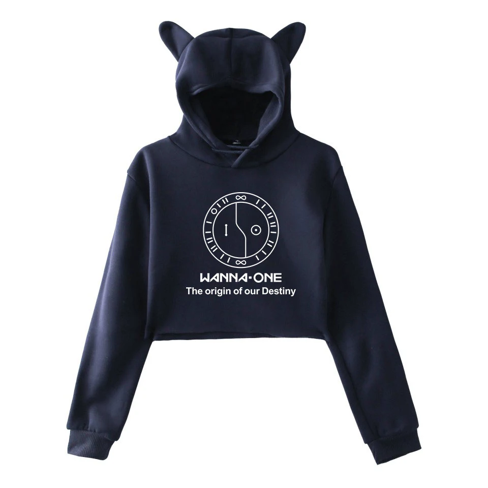Wanna One/Женский пуловер с принтом «Midriff-baring»; осенне-зимняя пикантная Милая Повседневная модная толстовка с капюшоном; Лидер продаж