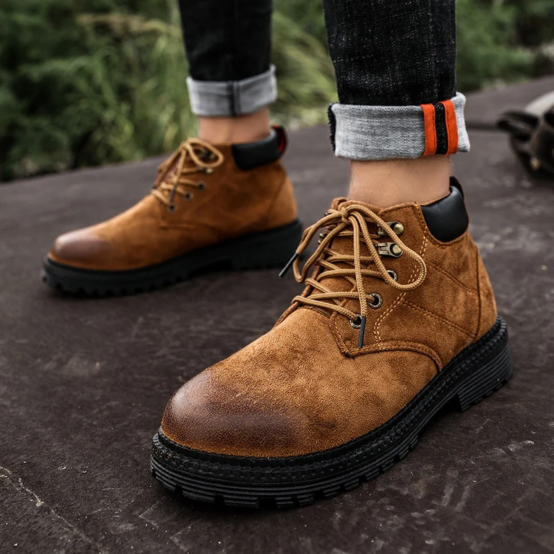 

High help tool boots men's boots autumn and winter net red wolf retro Martin boots wild trend casual boots men's shoes