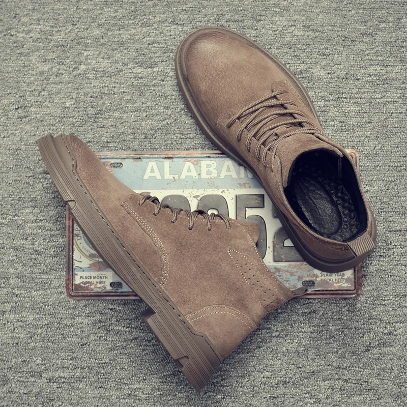 

2019 New Style Winter Martin Boots Men's plus Velvet Warm Worker Boot Mid-top Wolf Warriors Combat Boots Men's Outdoor Desert Bo