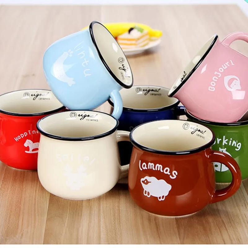 Креативная керамическая кружка для кофе, винтажная эмалированная чашка cofee, забавная Милая кружка на заказ, Набор чашек для утреннего чая с молоком, подарок для друзей