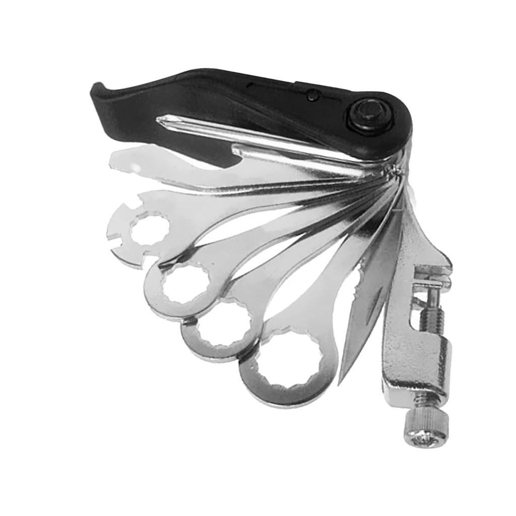 Portable Bicycle Repair Multitool Kit with Chain Breaker/Hex Keys/Spanner/Screwdriver Multifunction Bike Tools