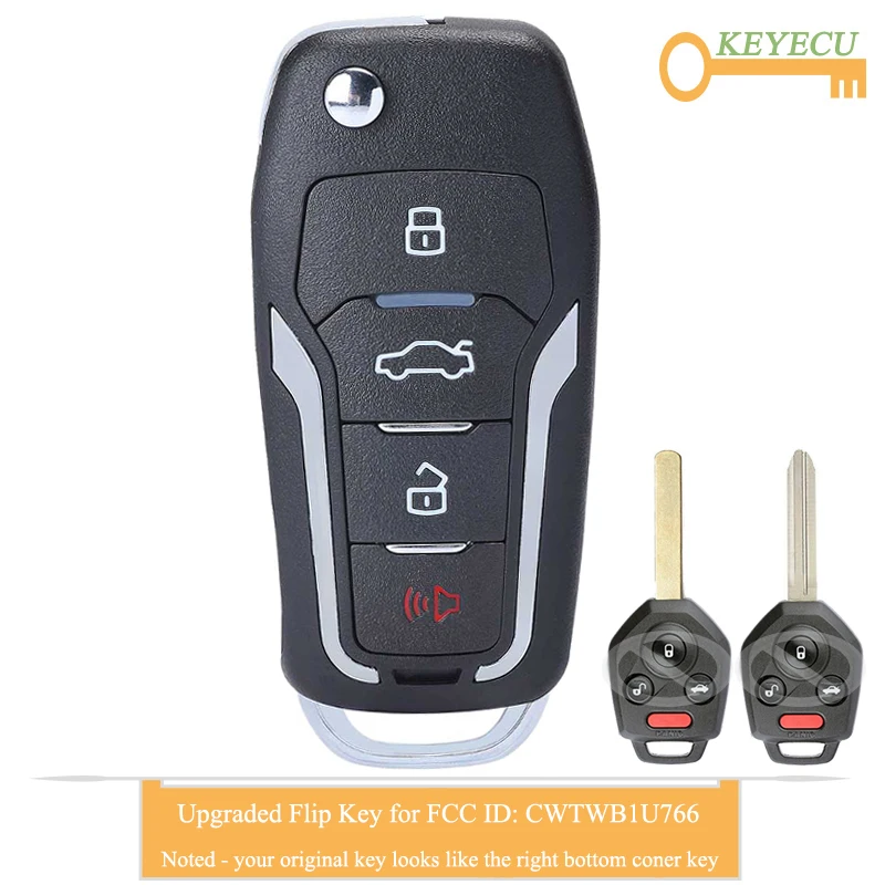 KEYECU Upgraded Flip Remote Car Key for Subaru Forester WRX STI Impreza 2012-17 Fob 4 Button - 433MHz 4D82 Blade CWTWB1U766 | Автомобили и