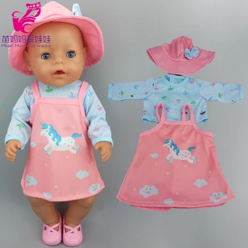 

Doll clothes 43 cm baby doll pink vest dress hat for 18 inches American og girl doll strapless sundress