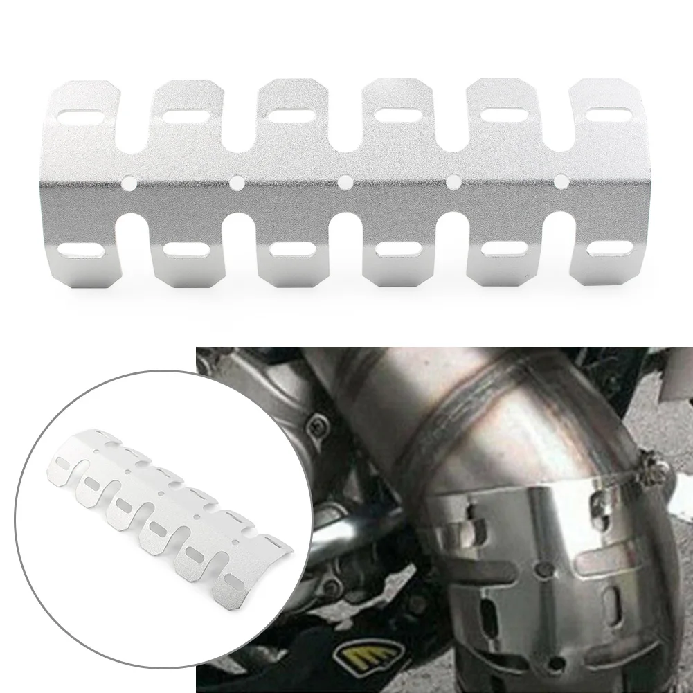 

Silver Motorcycle Universal Exhaust Muffler Pipe Heat Shield Cover Heel Guard For Dirt Bike