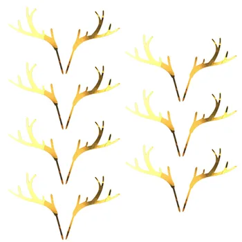 

7 Pairs Christmas Antlers Shape Cake Topper Exquisite Acrylic Dessert Decoration for Party Festival (Red)