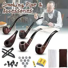 83 шт. деревянная курительная трубка изогнутого типа с длинной ручкой, табачные сигареты, сигары, трубы+ фильтр+ кальян, аксессуары для трубок