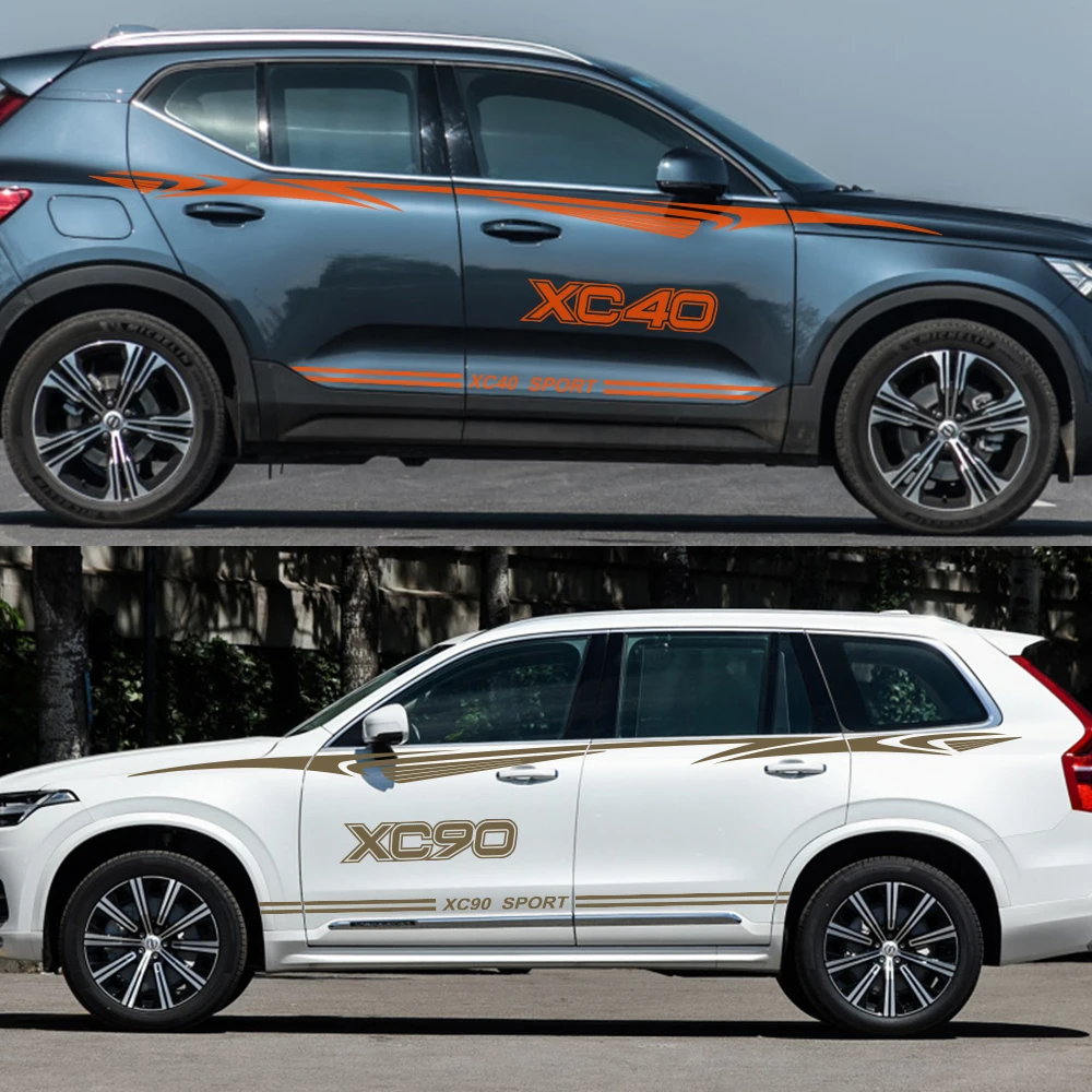 Для Volvo XC40 XC60 XC90 автомобильный боковой декор для двери s виниловый автомобильный Стайлинг боковые полосы для юбки наклейки обертывания наклейки для тела аксессуары