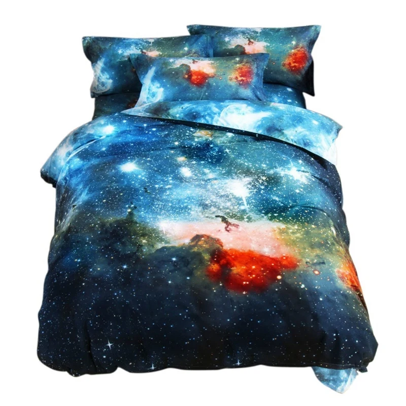 

3Pcs Quilted Pillow Case, 3D Galaxy Print Theme, Comfortable, Soft Bedding Set