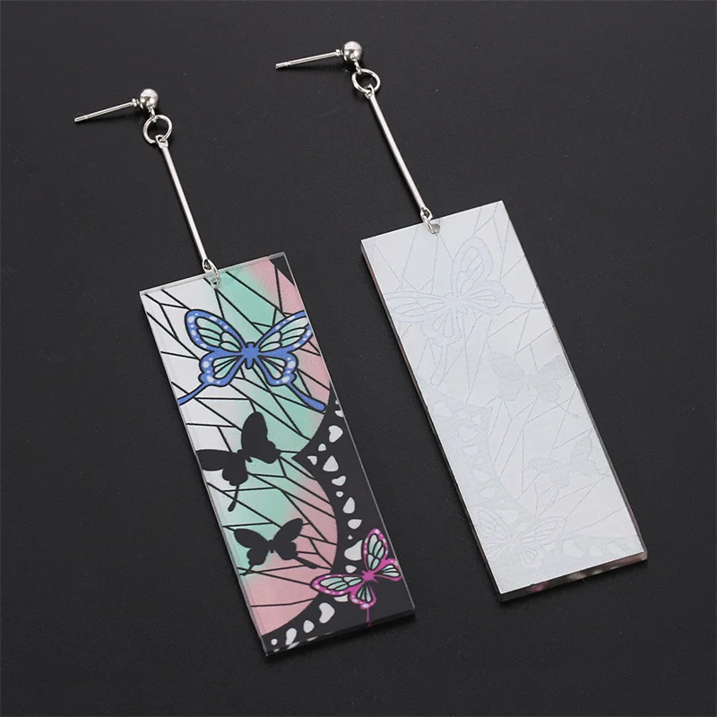 Fashion Japanese anime Demon Slayer Blade Ear Clip Tanjiro Acrylic  Butterfly Earrings Men's and Women's Cosplay Jewelry