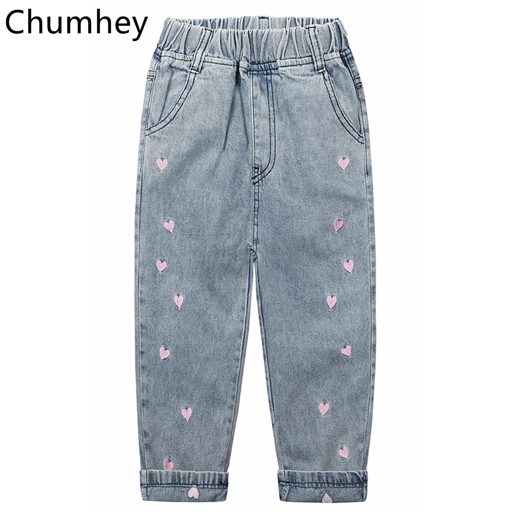 

Chumhey 1-4T Girls Jeans Spring Cotton Stretchy Soft Denim Pants Kids Trousers Embroidery Flowers Toldder Clothes Girls Clothing