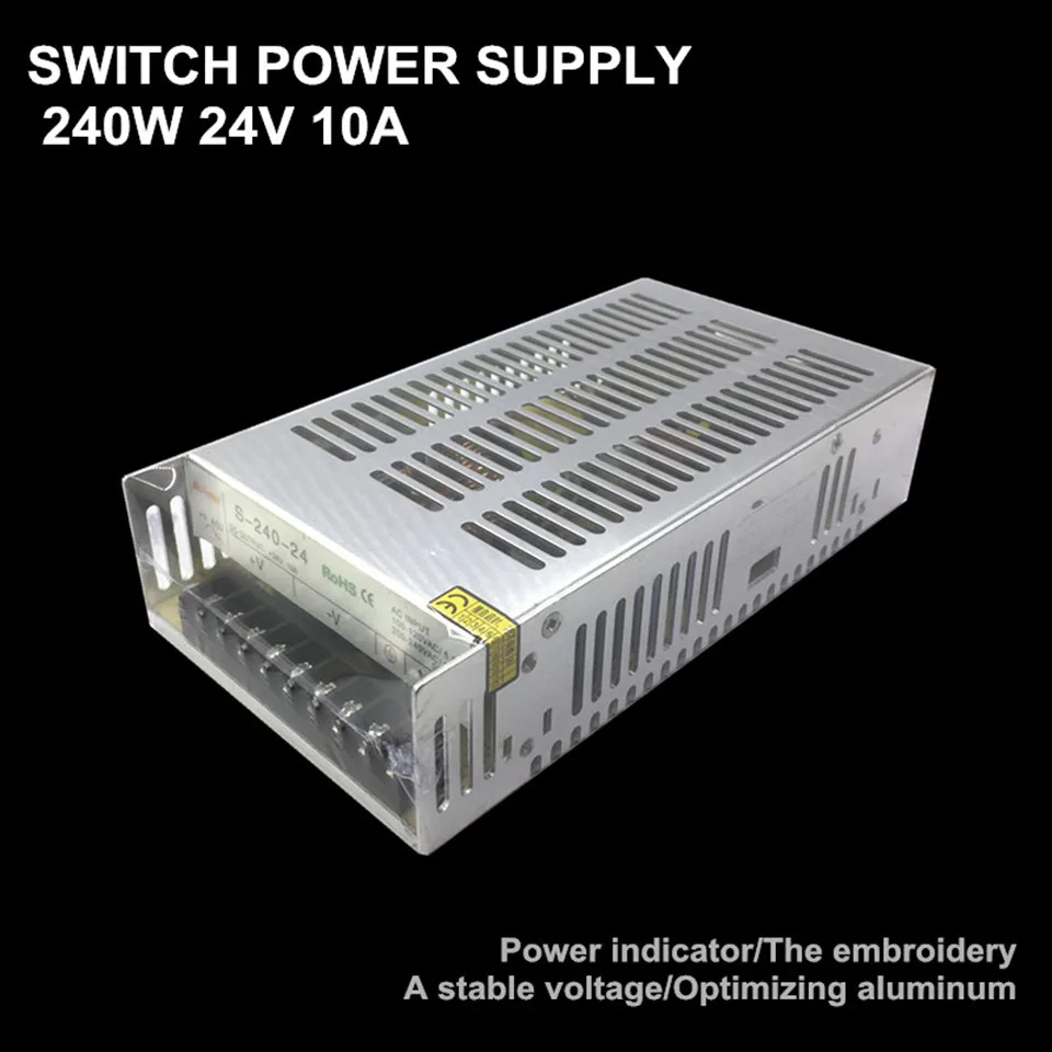 Alimentatore Switching 24V 10A Per Guida DIN – 240W, Ingresso 100-220V, Uscita DC 24V, Protezioni Multiple, Per Automazione E Quadri Elettrici