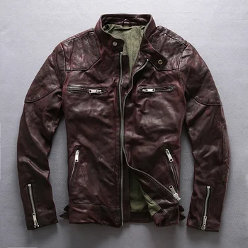 

Men's Sheepskin Leather Jackets Brand Outwear High Quality Soft Genuine Leather Coats Designer Vintage Motorcycle Rider Jacket