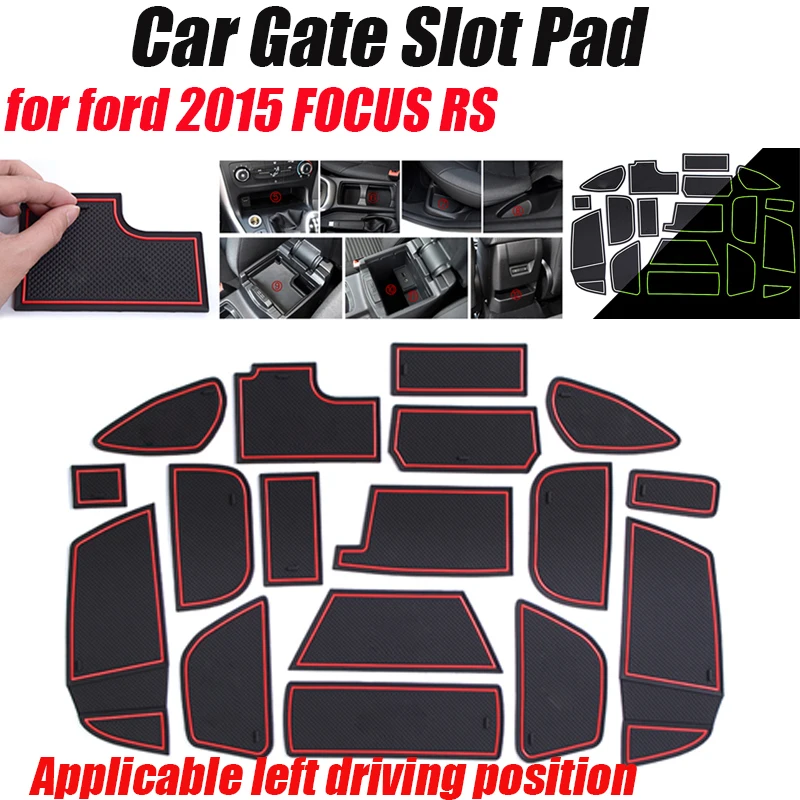 

17pcs/set Car Door Groove Mat 3D Rubber Car-cup Mat Anti-slip Non-slip Gate Slot Pad Door Groove Mat for Ford 2015 FOCUS RS