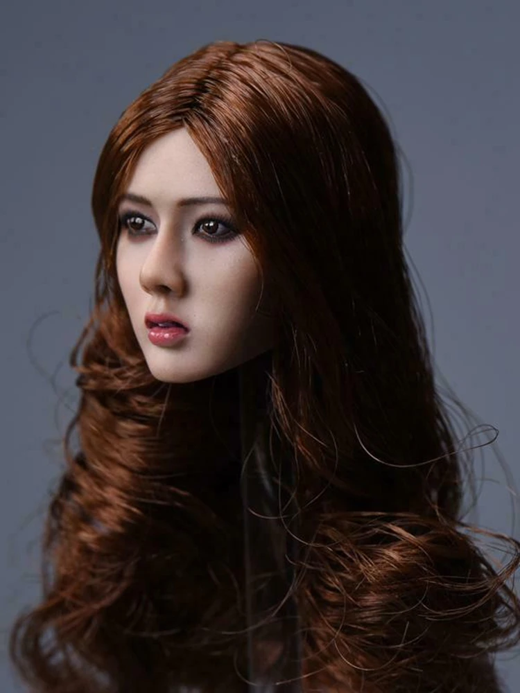 YMTOYS масштаб 1/6 Lan Азия девушка женщина голова Резная Голова Лепка кудрявые волосы