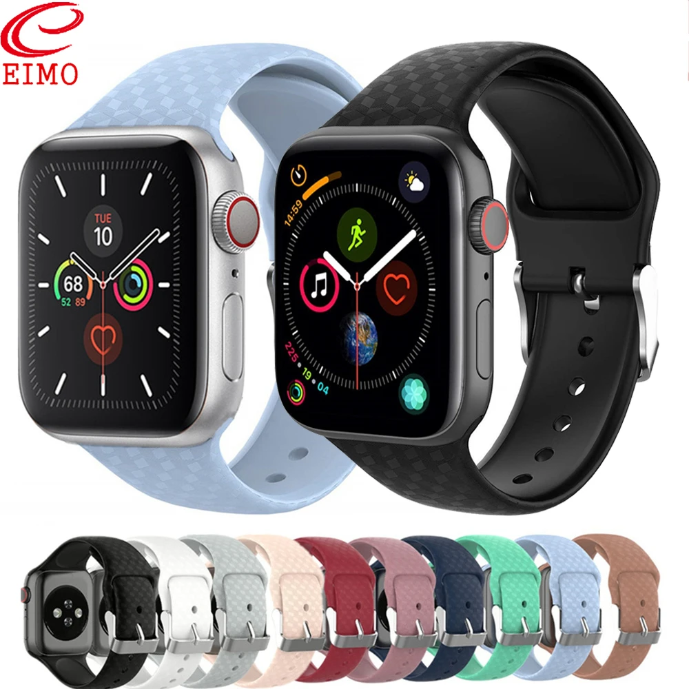 Ремешок для Apple watch ремешок 44 мм 40 мм Apple watch 4 3 2 1 iwatch ремешок 38 мм 42 мм 3D текстура спортивный силиконовый ремешок для часов браслет