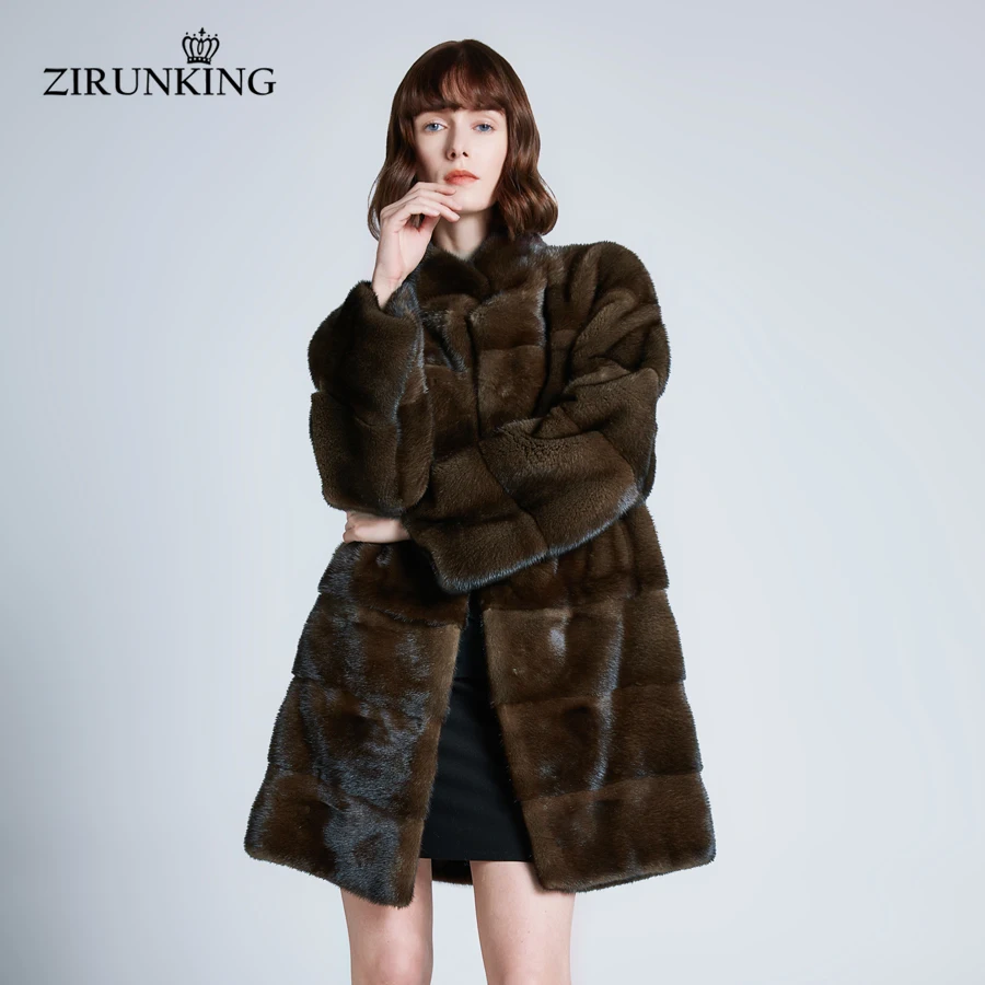 ZIRUNKING/Новинка года; женское меховое пальто из натуральной норки; теплое натуральное съемное пальто из натурального меха; женские модные зимние парки; ZC1926
