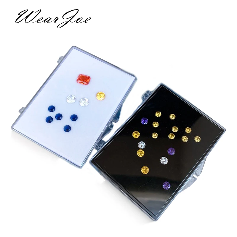 Loose Gems Storage Box Pendant Jewelry Packaging Box Rhinestone Debris Diamond Display Holder Case Small Gemstone Clamshell Box wholesales pu leatherette bare stone box gem rhinestone jewelry box and packaging for wedding storage naked box