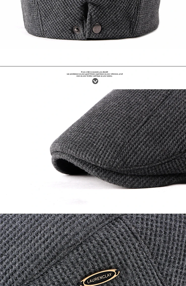 Autumn Winter knitted Men Beret Hat Brand Quality Flatcap Ivy Vintage Newsboy Cap Mens Beanie With Visor