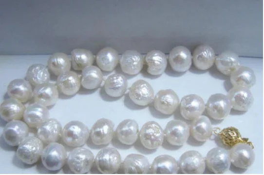 > благородное ювелирное baroque-luster-AAA-18-11-12-MM-NATURAL-Freshwater Южное море-белый жемчуг-ожерелье 925 серебро