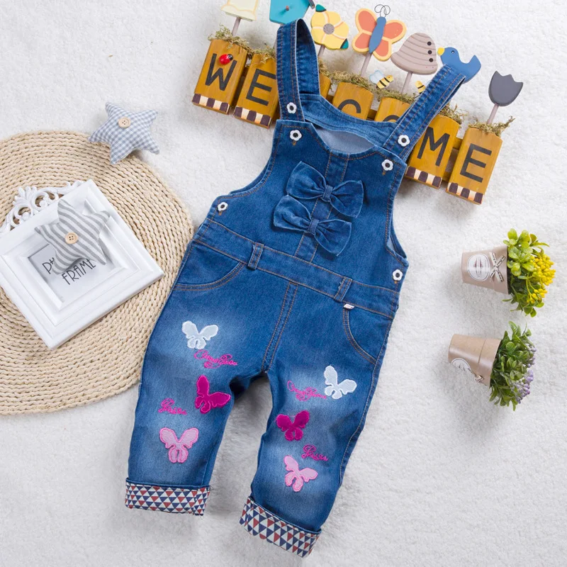 IENENS Kids Baby Girls Pants Denim Long Jeans Overalls Toddler Infant Girls Playsuit Clothes Clothing Long Trousers