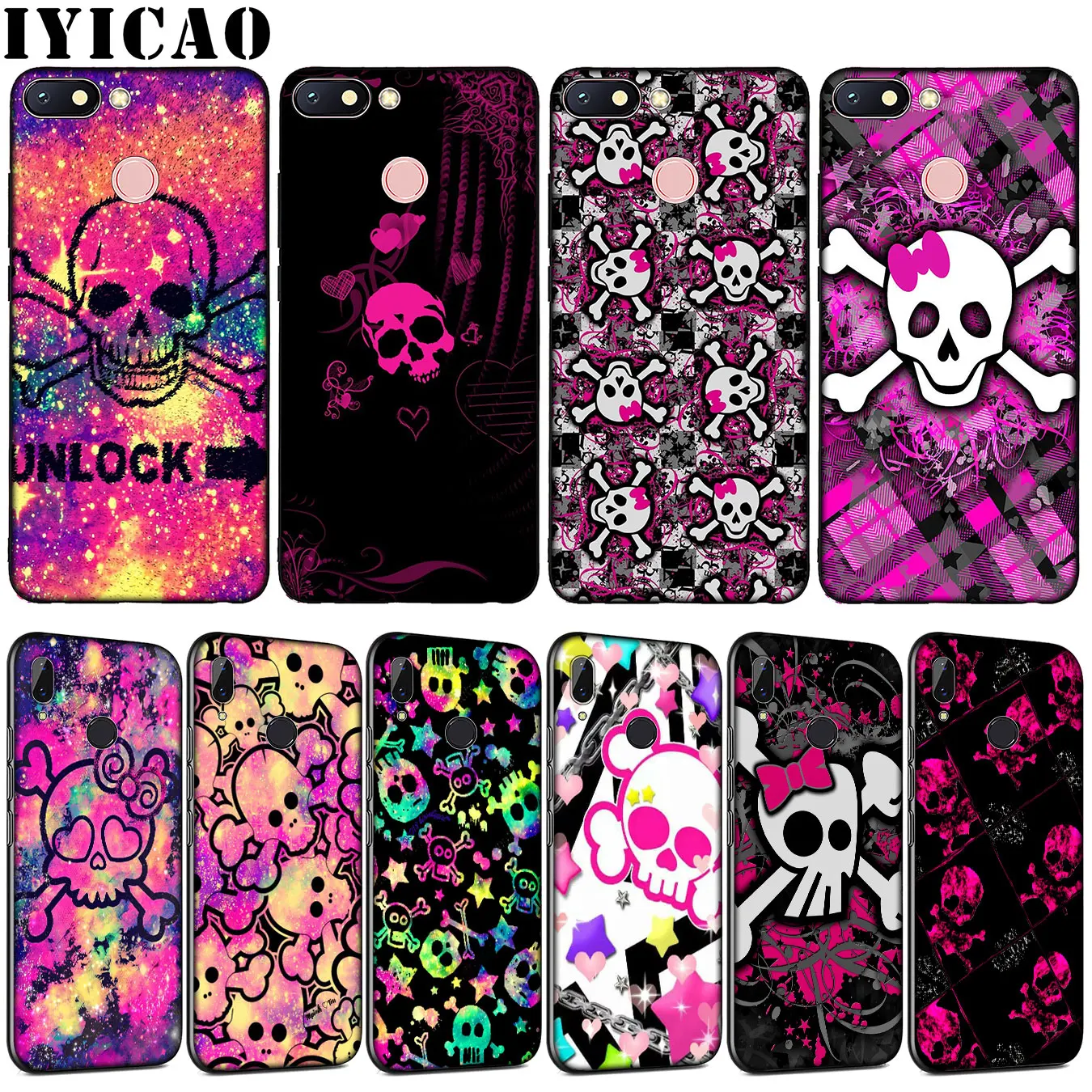 

IYICAO Pink Cute Skull Soft TPU Silicone Phone Case for Xiaomi Redmi K20 S2 GO 7A 6A 5A 5 Plus 4A 4X Note 8 7 6 Pro Cover