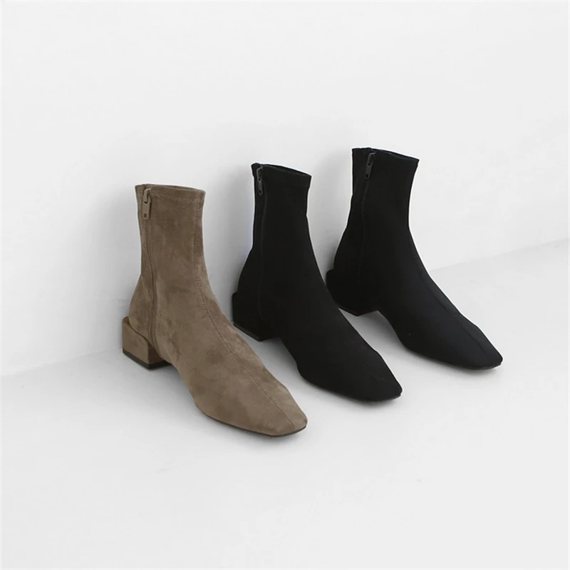 Autumn fashion women's bare boots 2020 new suede high heel ankle boots Side zipper concise sexy office shoes 34-40
