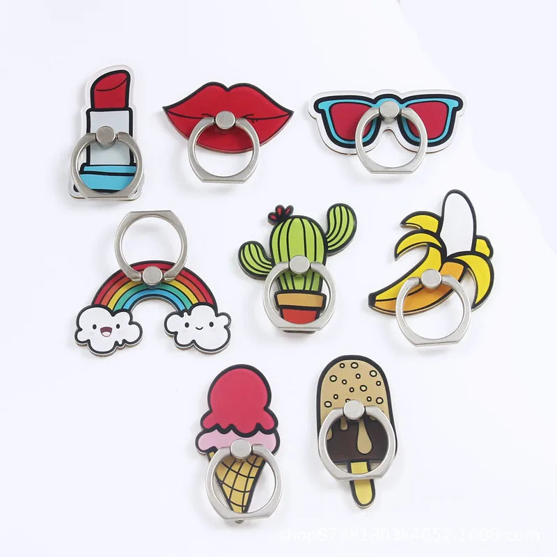 Rainbow Universal Phone Ring Holder Mobile Phone Holder Stand cactus Finger Ring Holder suporte celular For iPhone Samsung Table