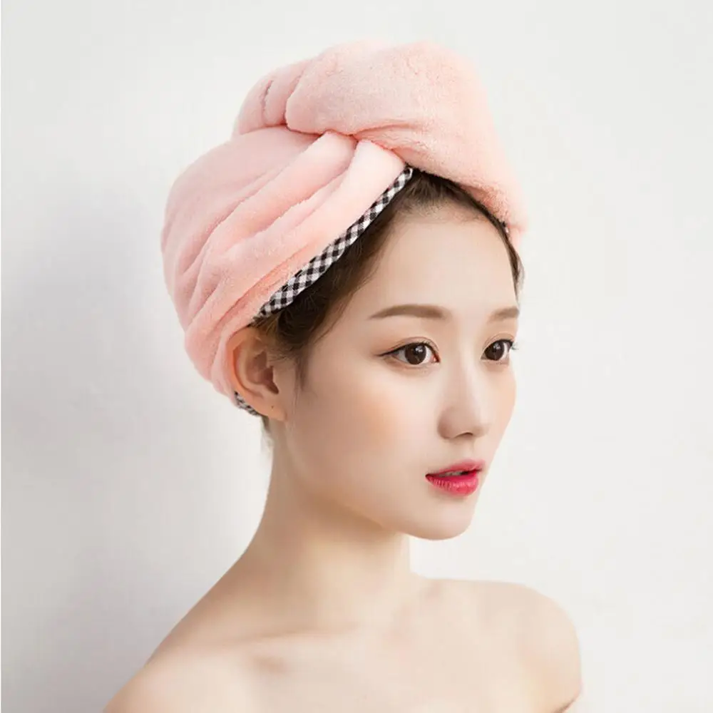 pink Женское полотенце для волос, ванная комната, супер абсорбент, быстросохнущее, микрофибра, разноцветное банное полотенце, для волос, сухая шапка, салонное полотенце, Haardroog kapje - Цвет: pink