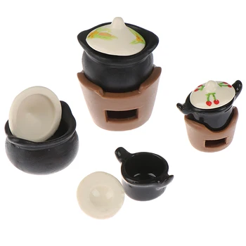 

1:12 Dollhouse Mini Vintage Charcoal Stove Soup Pot Simulation Model Cooking Utensils Furniture Toys For Doll House Decoration