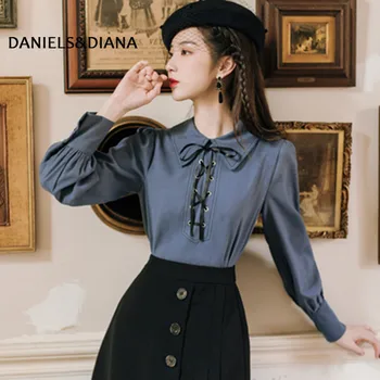 

Early Spring New Origional Blue Cross Top + Three Button Skirt Suit Trip Shoot Holiday Suit