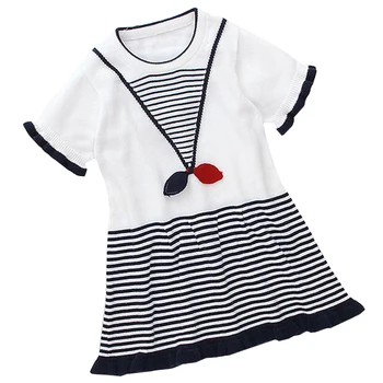 

2020 New Toddler Baby Girls Dresses Autumn Winter Knitted Princess Dress Baby Girls Clothing Navy Style Sleeveless Dress