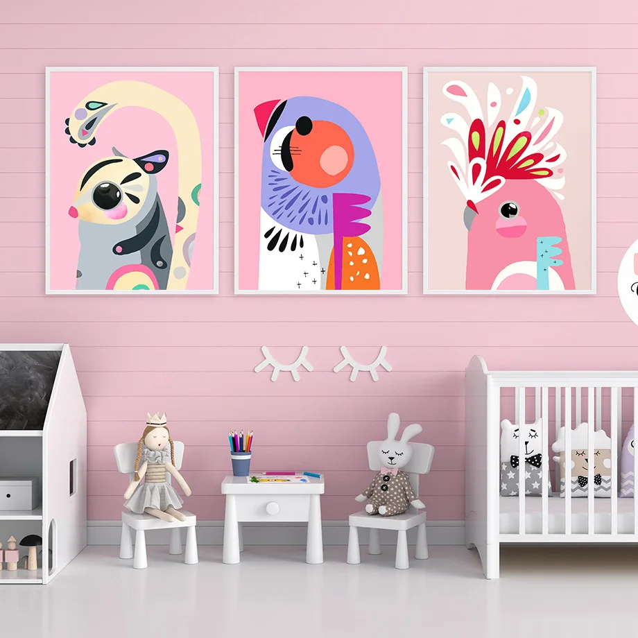 Colorful Tigher Koala kangaroo Bird Swan Wall Art Canvas Painting Nordic Posters And Prints Wall Pictures For Living Room Decor