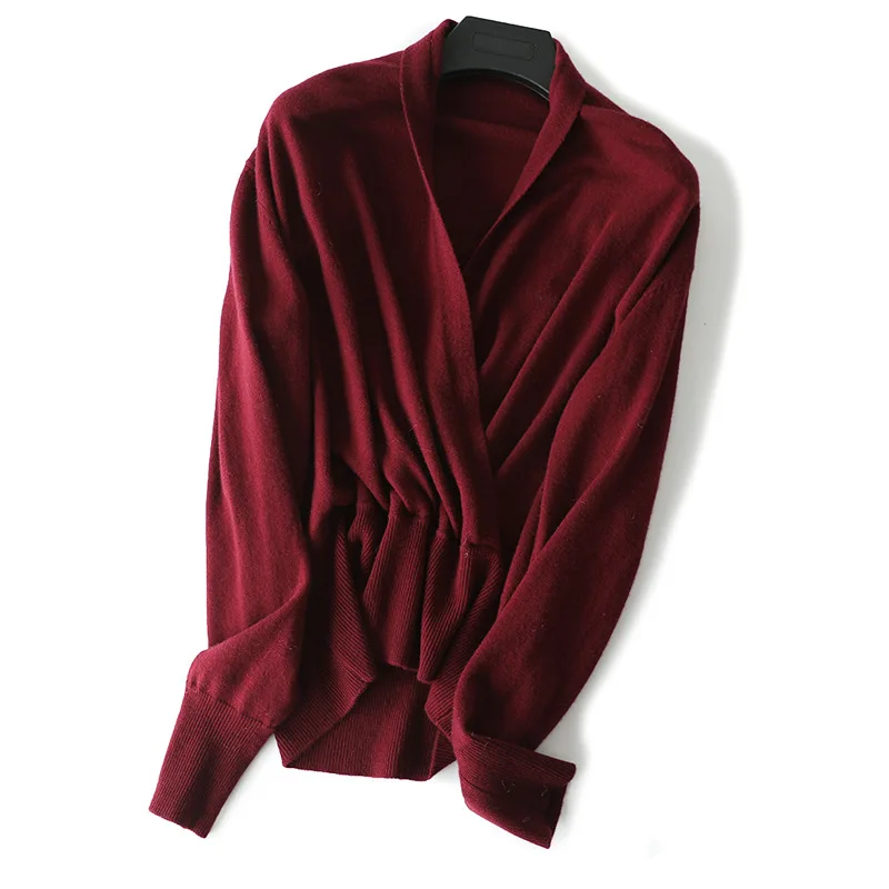 

Shanghai New Europe Sang 2020 Wool Wrap-V-neck Waist Hugging Sweater