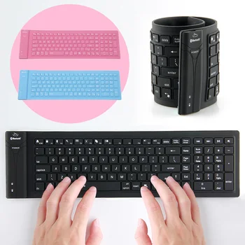 

Bluetooth Wireless Silicone Keyboard Portable Foldable Keyboard Soft Flexible Slim Keypad for PC Computer Laptop MAC iPad Tablet
