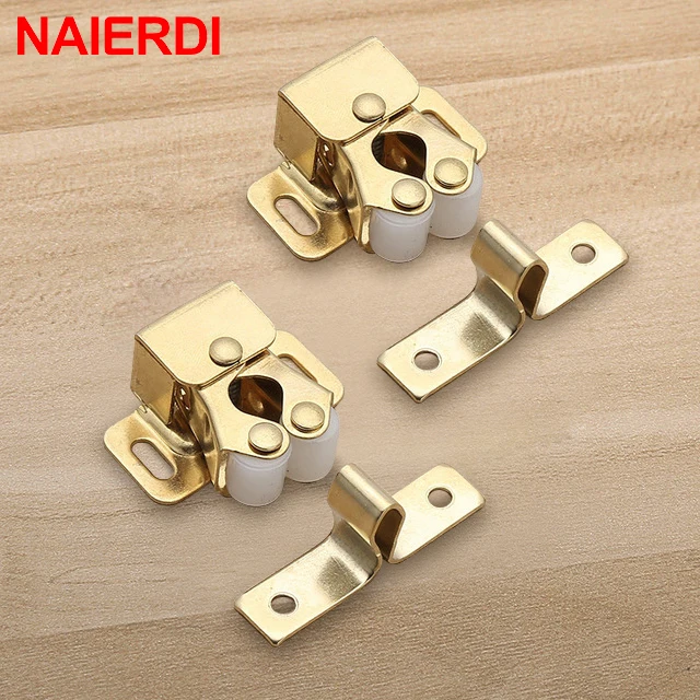 NAIERDI 2-10PCS Door Stop Closer Stoppers Damper Buffer Magnet Cabinet Catches For Wardrobe Hardware Furniture Fittings Gold (2PCS)