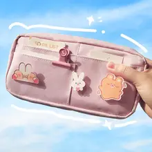 

Kawaii Waterproof Canvas Pen Bag Big Capacity Brooch Pencil Case Cute Pencilcase Pouch Bag Kids Gift School Stationery