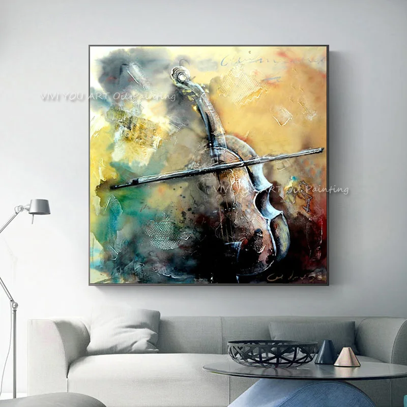 Modern Handmade Art Music abstract Oil Painting on Canvas Living Room Hone Decor 