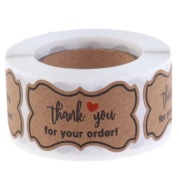 

250pcs/roll Handmade Sticker Thank You For Your Order Stickers Kraft Paper Label Food Stickers 3*5cm
