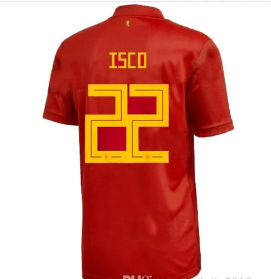 Испанские футбольные майки Пике SERGIO A. INIESTA MORATA KOKE ramos ASENSIO SILVA ISCO новая футболка для взрослых - Цвет: shirt