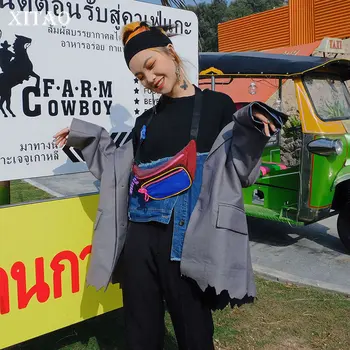 

XITAO Irregular Patchwork Sweatshirt 2020 Spring Summer Pullover Small Fresh Casual Style Loose Pleated Sweatshirt ZLL4815