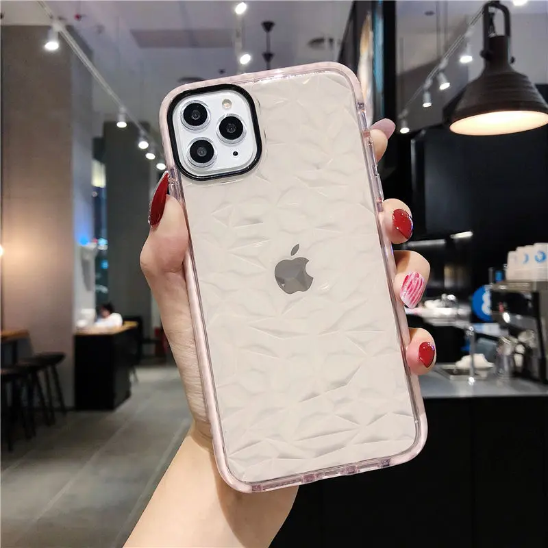 Геометрический чехол для телефона для iPhone 11 Pro Max XS Max 6 6S Plus, мягкий ТПУ прозрачный противоударный чехол для iPhone 11 Pro 7 8 Plus XR - Цвет: Pink