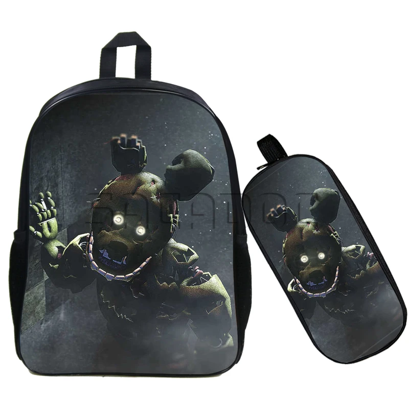 Модные школьные рюкзаки Five Nights At Freddy, 16 дюймов, сумка Mochila для мальчиков и девочек, детский рюкзак с пеналом, комплект из 2 предметов - Цвет: 8