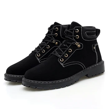 

2019 Autumn Winter Leather Ankle Snow Men Boots Shoes Warm Male Casual Boot Sneakers Korean version of the tide shoes %D28