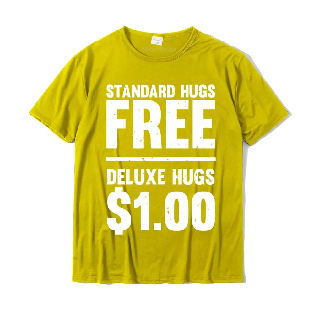 Latest Men Tops & Tees comfortable Camisa T-Shirt Cotton Fabric Short Sleeve Street T Shirt Crew Neck Free Shipping Funny Standard Hugs Free Deluxe Hugs $1.00 Sweatshirt__MZ23031 yellow