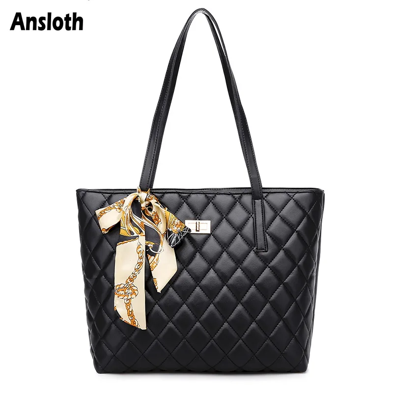 

Ansloth Ribbon Knot Design Bags Women Handbag Thread Tote Bag PU Leather Ladies Shoulder Bag Large Bag Top-handle Bag New HPS858